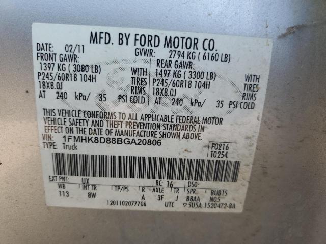Photo 10 from auction – 2011 FORD EXPLORER X with VIN 1FMHK8D88BGA20806