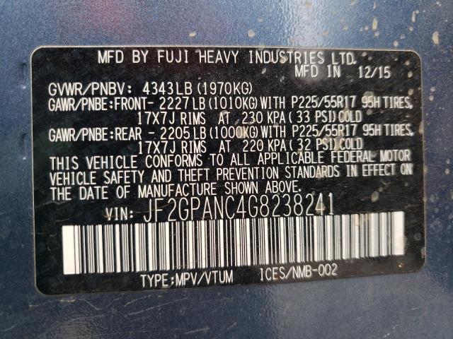 Photo 10 from auction – 2016 SUBARU CROSSTREK with VIN JF2GPANC4G8238241