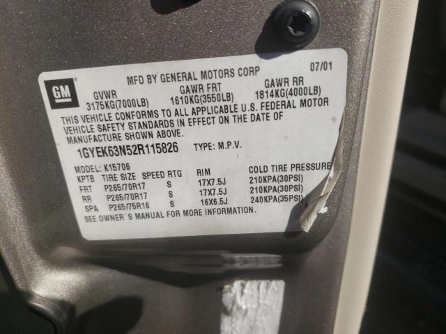 Photo 10 from auction – 2002 CADILLAC ESCALADE L with VIN 1GYEK63N52R115826