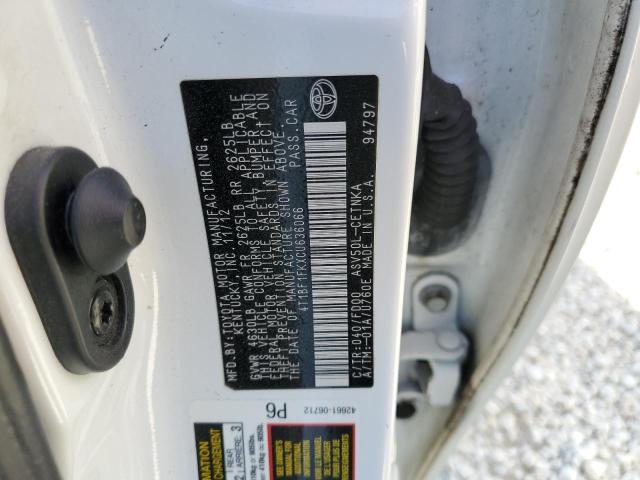 Photo 10 from auction – 2012 TOYOTA CAMRY BASE with VIN 4T1BF1FKXCU636066