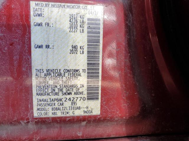 Photo 10 from auction – 2017 NISSAN ALTIMA 2.5 with VIN 1N4AL3AP6HC242770