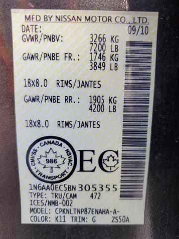 Photo 10 from auction – 2011 NISSAN TITAN S with VIN 1N6AA0EC5BN305355