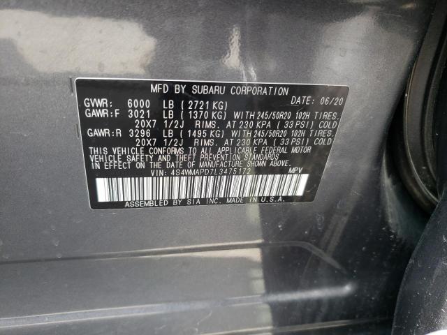 Photo 10 from auction – 2020 SUBARU ASCENT LIM with VIN 4S4WMAPD7L3475172