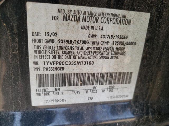 Photo 10 from auction – 2003 MAZDA 6 I with VIN 1YVFP80C335M13188
