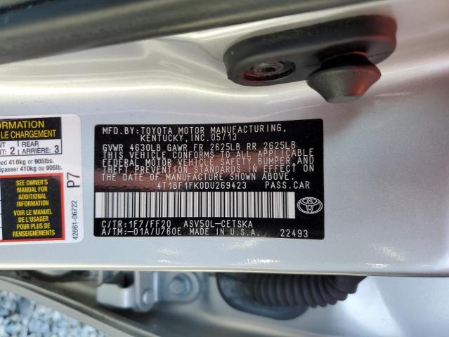 Photo 10 from auction – 2013 TOYOTA CAMRY L with VIN 4T1BF1FK0DU269423
