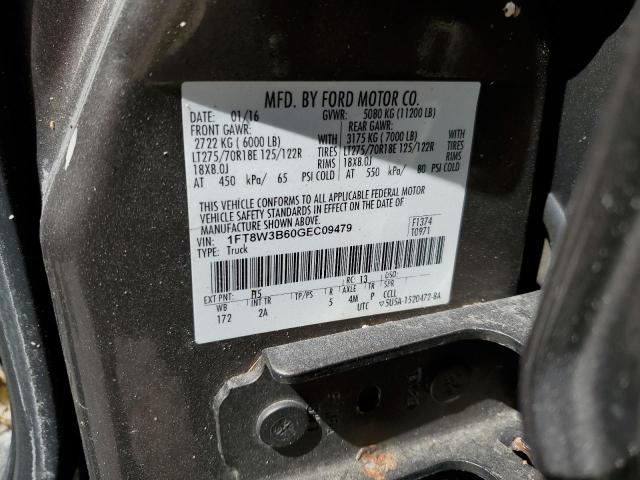 Photo 10 from auction – 2016 FORD F350 SUPER with VIN 1FT8W3B60GEC09479