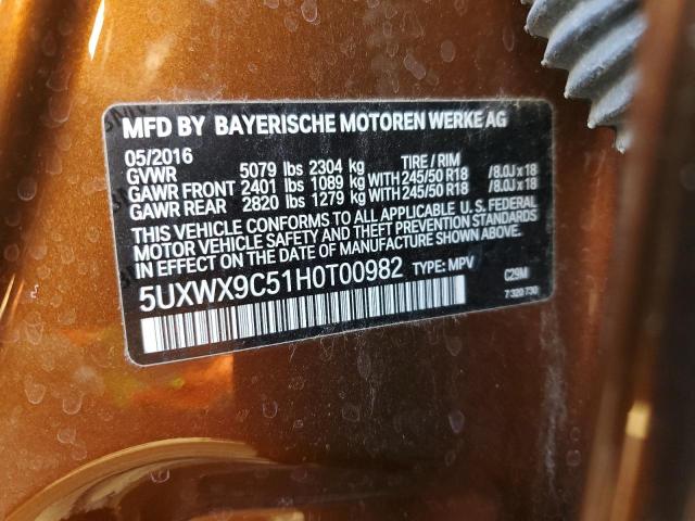 Photo 10 from auction – 2017 BMW X3 XDRIVE2 with VIN 5UXWX9C51H0T00982