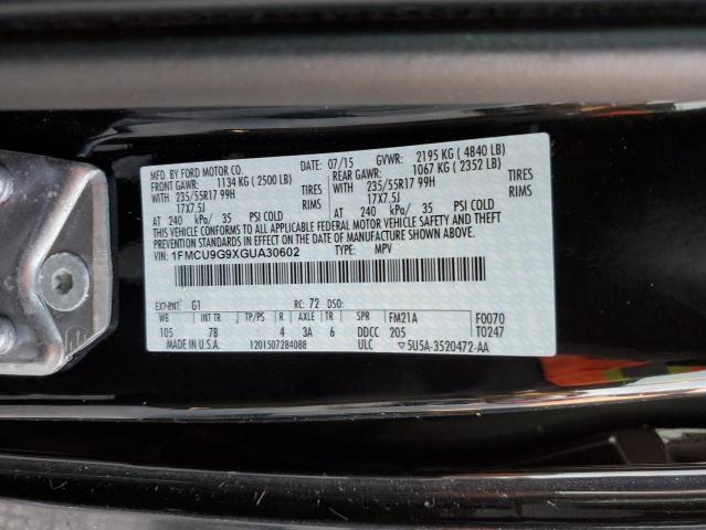 Photo 10 from auction – 2016 FORD ESCAPE SE with VIN 1FMCU9G9XGUA30602