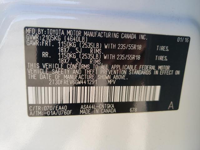 Photo 10 from auction – 2016 TOYOTA RAV4 LIMIT with VIN 2T3DFREV6GW441291