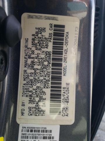 Photo 10 from auction – 2012 TOYOTA COROLLA BA with VIN 5YFBU4EE1CP059805