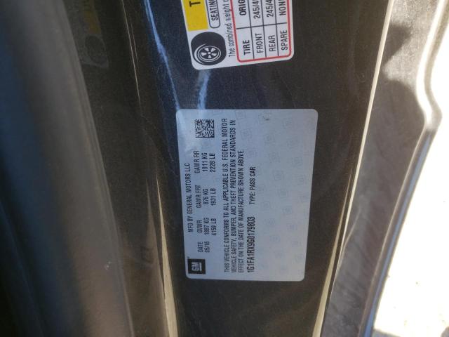 Photo 10 from auction – 2016 CHEVROLET CAMARO LT with VIN 1G1FA1RX9G0179803