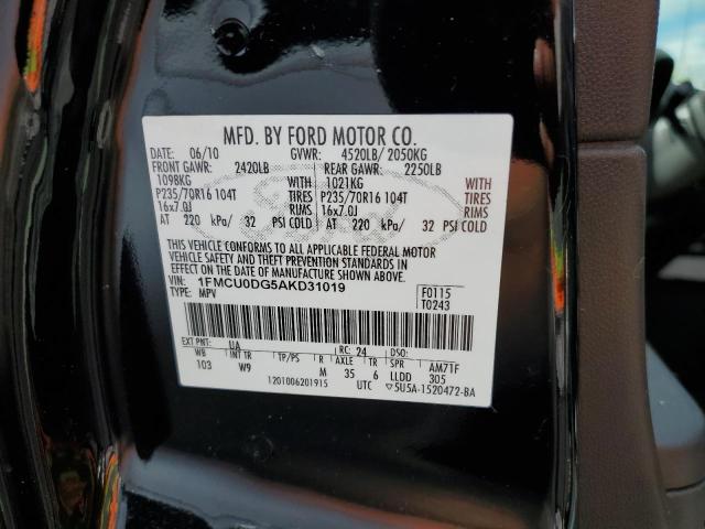 Photo 10 from auction – 2010 FORD ESCAPE XLT with VIN 1FMCU0DG5AKD31019