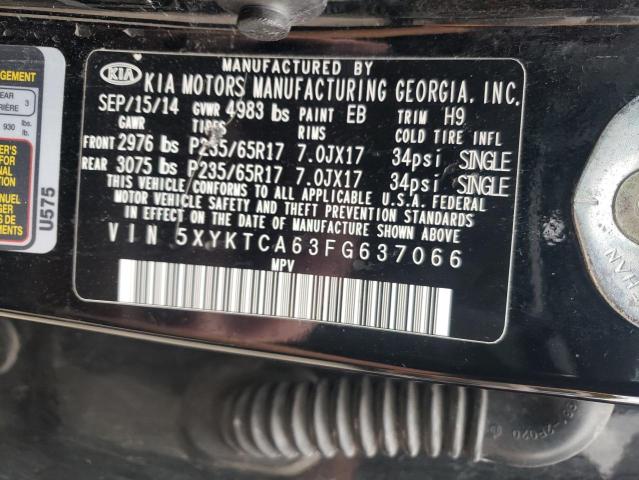 Photo 10 from auction – 2015 KIA SORENTO LX with VIN 5XYKTCA63FG637066