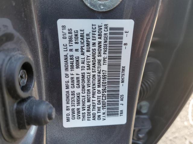Photo 10 from auction – 2018 HONDA CIVIC LX with VIN 19XFC2F59JE016917