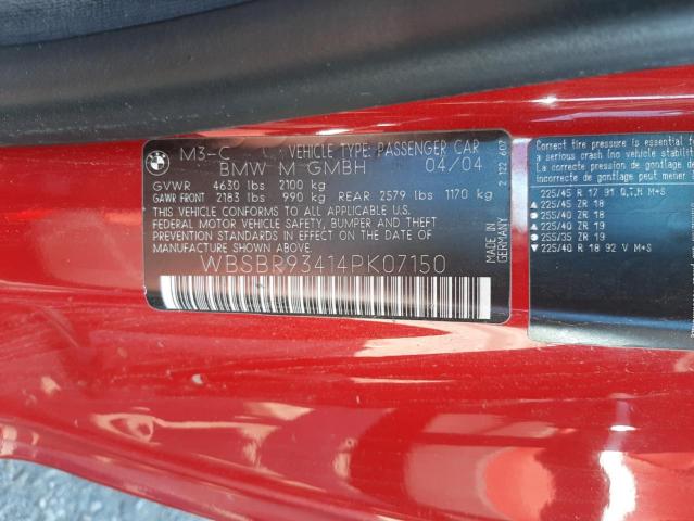Photo 10 from auction – 2004 BMW M3 with VIN WBSBR93414PK07150