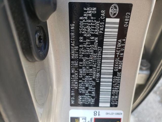 Photo 10 from auction – 2016 TOYOTA AVALON XLE with VIN 4T1BK1EB4GU229427