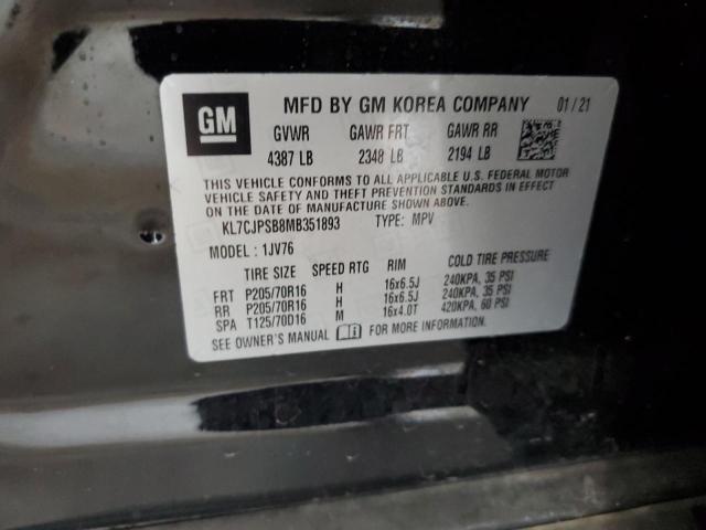 Photo 10 from auction – 2021 CHEVROLET TRAX 1LT with VIN KL7CJPSB8MB351893