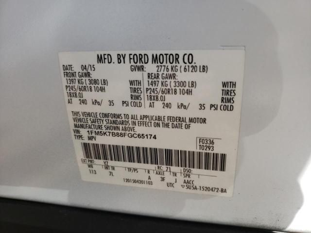 Photo 10 from auction – 2015 FORD EXPLORER with VIN 1FM5K7B88FGC65174