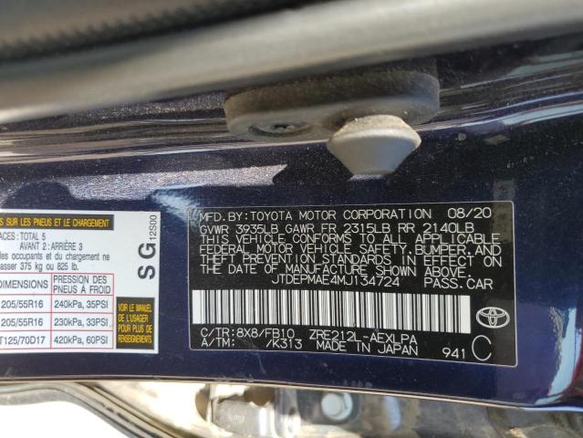 Photo 10 from auction – 2021 TOYOTA COROLLA LE with VIN JTDEPMAE4MJ134724