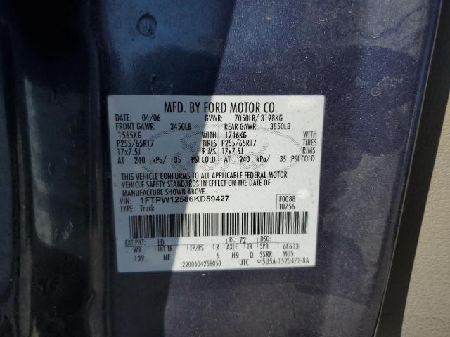 Photo 10 from auction – 2006 FORD F150 with VIN 1FTPW12586KD59427