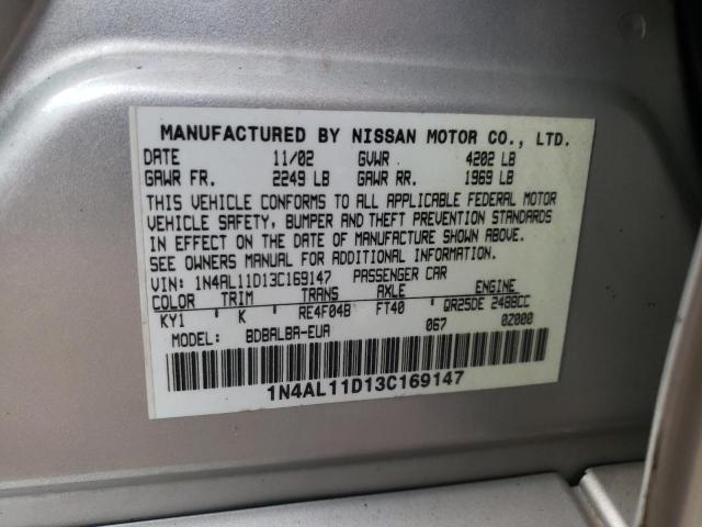 Photo 10 from auction – 2003 NISSAN ALTIMA BAS with VIN 1N4AL11D13C169147