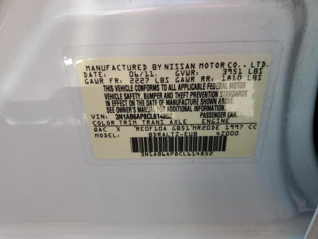 Photo 10 from auction – 2012 NISSAN SENTRA 2.0 with VIN 3N1AB6AP8CL614852