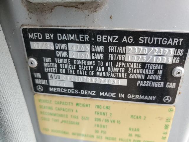 Photo 10 from auction – 1986 MERCEDES-BENZ 560 SEC with VIN WDBCA45D7GA274831
