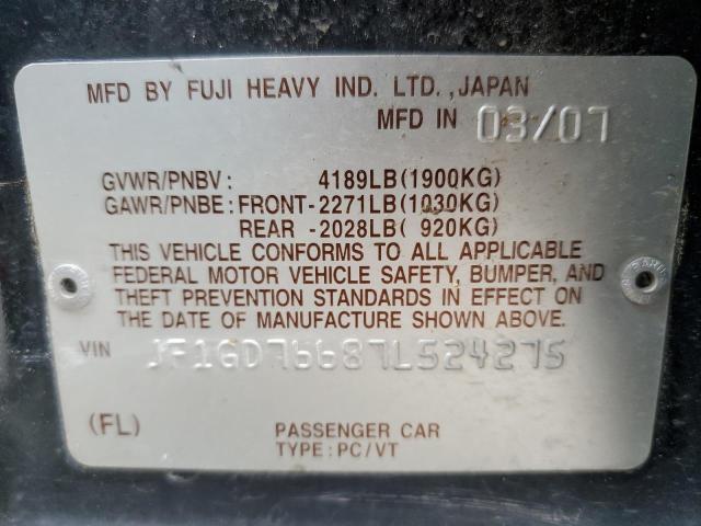 Photo 10 from auction – 2007 SUBARU IMPREZA WR with VIN JF1GD76687L524275