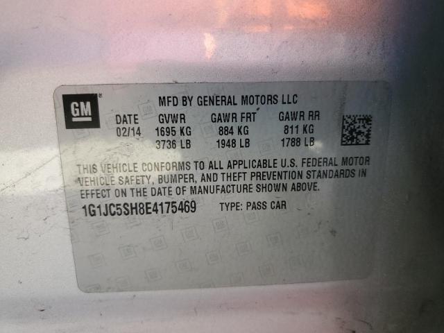 Photo 10 from auction – 2014 CHEVROLET SONIC LT with VIN 1G1JC5SH8E4175469