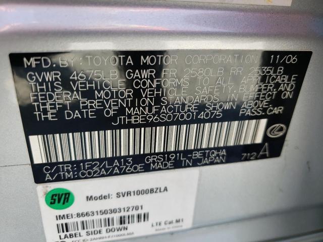 Photo 10 from auction – 2007 LEXUS GS 350 with VIN JTHBE96S070014075
