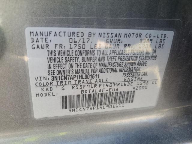 Photo 10 from auction – 2017 NISSAN VERSA S with VIN 3N1CN7AP1HL901611