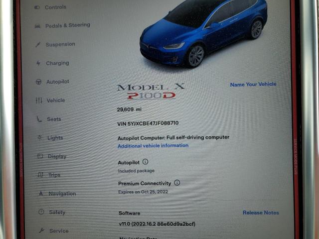 Photo 8 from auction – 2018 TESLA MODEL X with VIN 5YJXCBE47JF088710