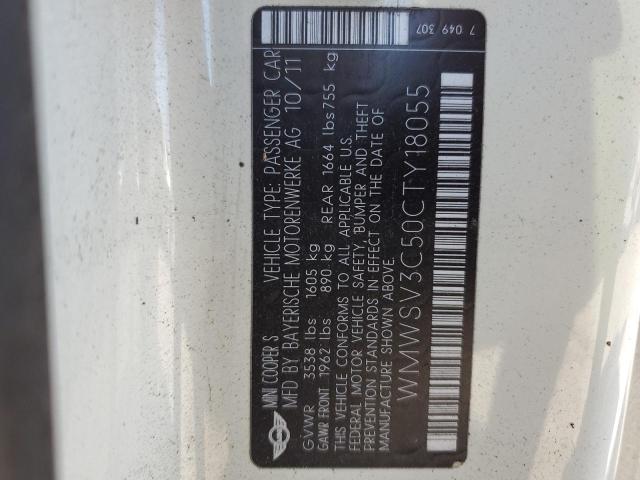 Photo 10 from auction – 2012 MINI COOPER S with VIN WMWSV3C50CTY18055
