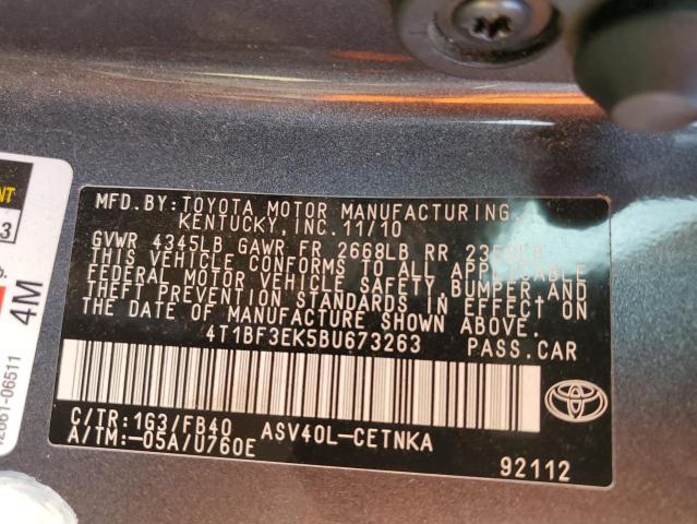 Photo 10 from auction – 2011 TOYOTA CAMRY BASE with VIN 4T1BF3EK5BU673263