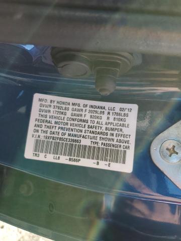 Photo 10 from auction – 2012 HONDA CIVIC EX with VIN 19XFB2F85CE339863