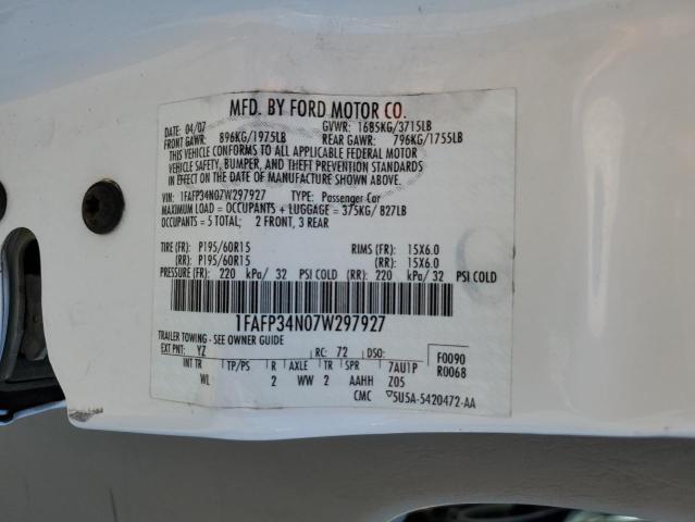 Photo 10 from auction – 2007 FORD FOCUS ZX4 with VIN 1FAFP34N07W297927