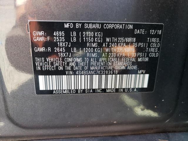 Foto 10 de la subasta – 2019 SUBARU OUTBACK 2. con VIN 4S4BSANC7K3283618