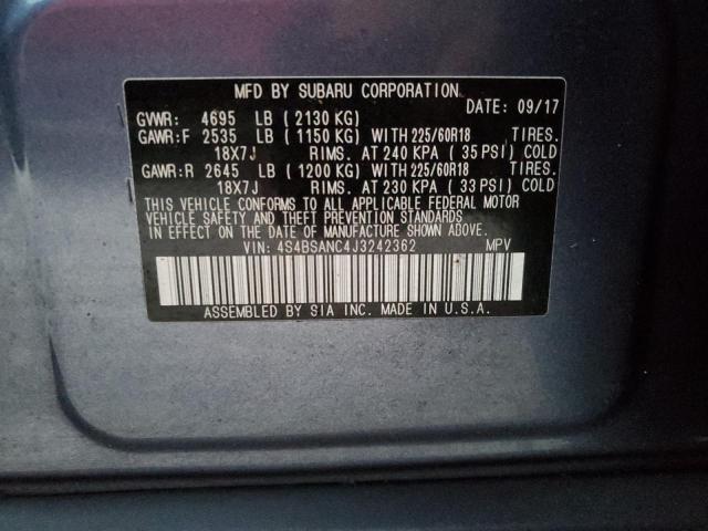 Photo 10 from auction – 2018 SUBARU OUTBACK 2. with VIN 4S4BSANC4J3242362