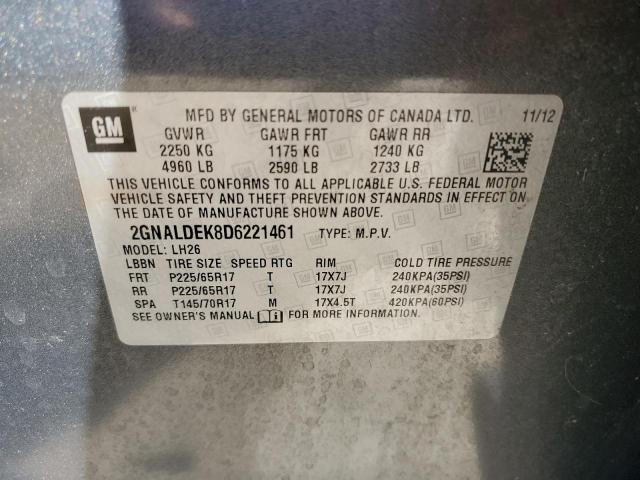 Photo 10 from auction – 2013 CHEVROLET EQUINOX LT with VIN 2GNALDEK8D6221461