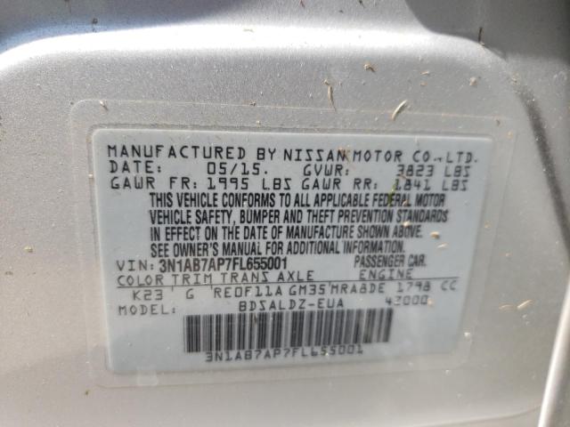 Photo 10 from auction – 2015 NISSAN SENTRA S with VIN 3N1AB7AP7FL655001