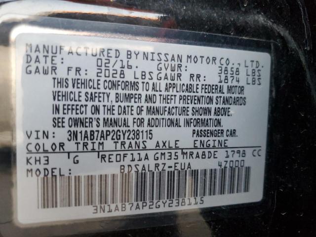 Photo 10 from auction – 2016 NISSAN SENTRA S with VIN 3N1AB7AP2GY238115