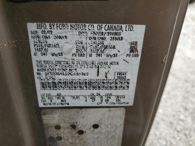 Photo 10 from auction – 2002 FORD F150 with VIN 2FTRX08L52CA52382
