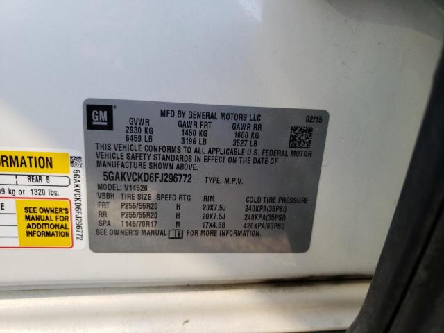 Photo 10 from auction – 2015 BUICK ENCLAVE with VIN 5GAKVCKD6FJ296772
