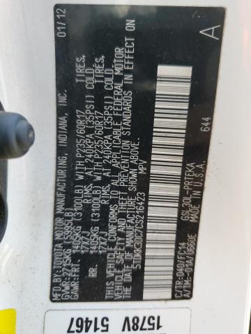 Photo 10 from auction – 2012 TOYOTA SIENNA LE with VIN 5TDKK3DC7CS216423