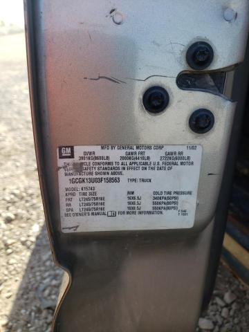 Photo 10 from auction – 2003 CHEVROLET SILVERADO with VIN 1GCGK13U03F158563