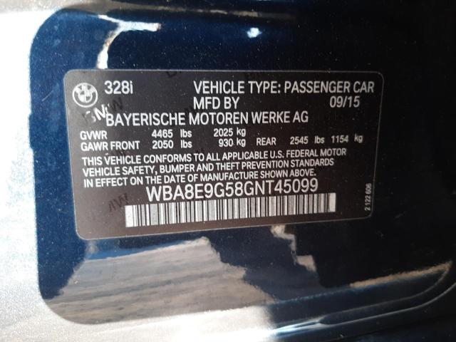 Photo 10 from auction – 2016 BMW 328 I SULE with VIN WBA8E9G58GNT45099