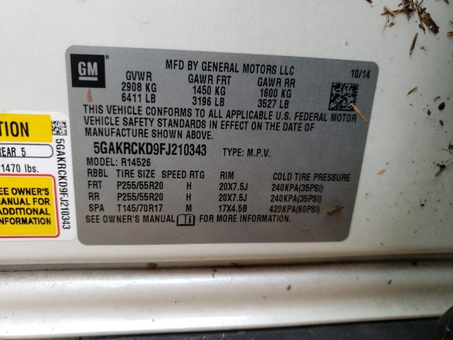 Photo 10 from auction – 2015 BUICK ENCLAVE with VIN 5GAKRCKD9FJ210343