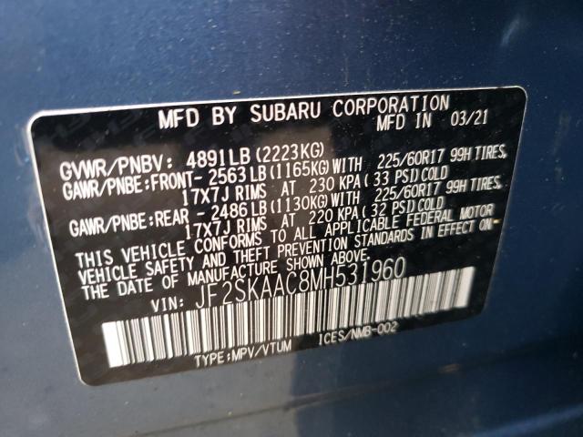 Foto 10 de la subasta – 2021 SUBARU FORESTER con VIN JF2SKAAC8MH531960