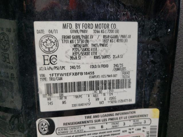 Zdjęcie 10 z aukcji – 2011 FORD F150 SUPER z VIN 1FTFW1EFXBFB18455