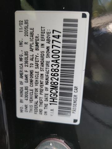 Photo 10 from auction – 2003 HONDA ACCORD EX with VIN 1HGCM82683A007747